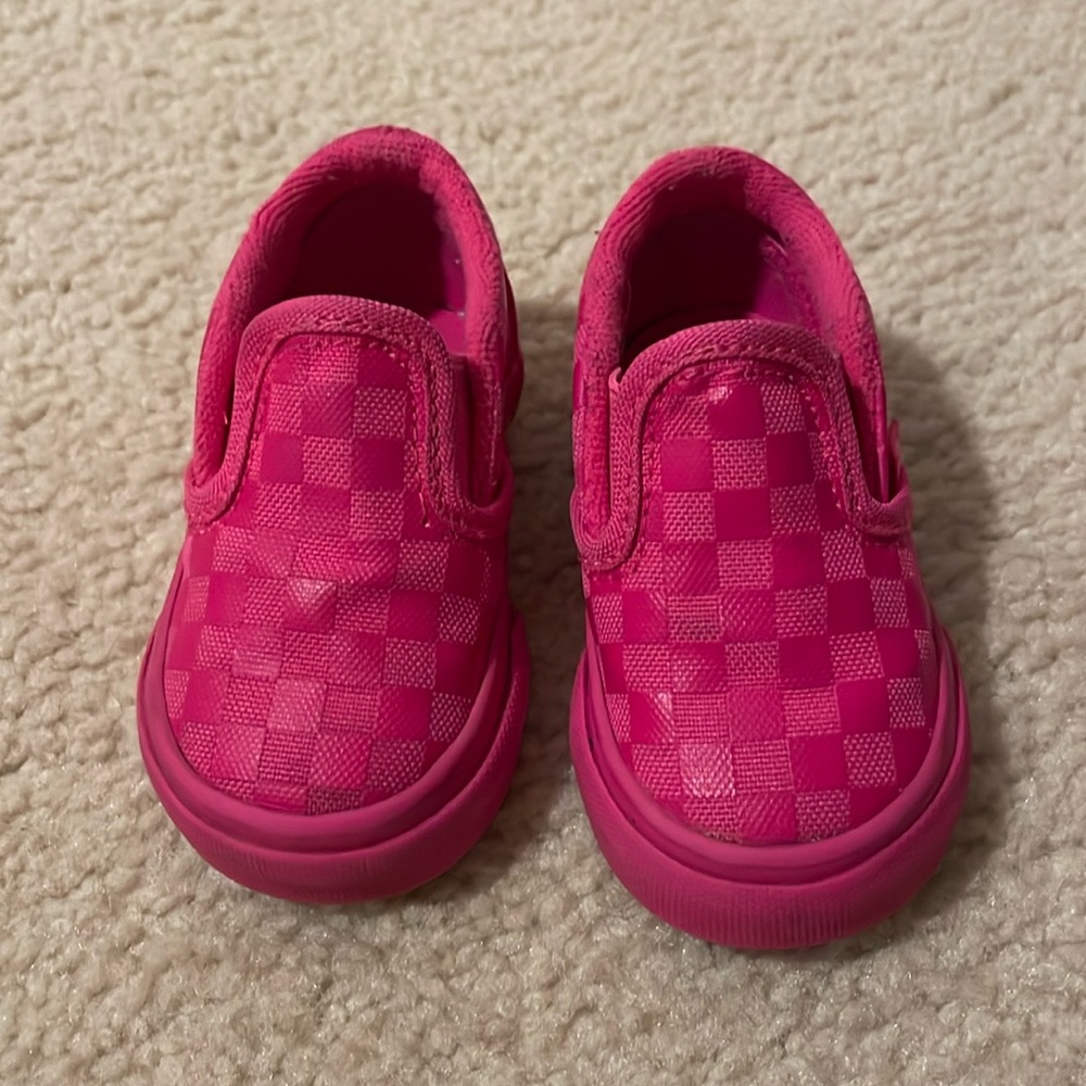 Vans Toddler Barbie Core Hot-Pink Low-Top Checker Slip-On Sneakers Sz 3